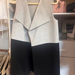Talbots Light Gray and Black Long Sleeveless Vest